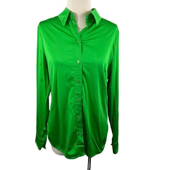 NWOT STELLA MCCARTNEY‎ Daria Button-Up Shirt in Bright Green (8) - Picture 2 of 10